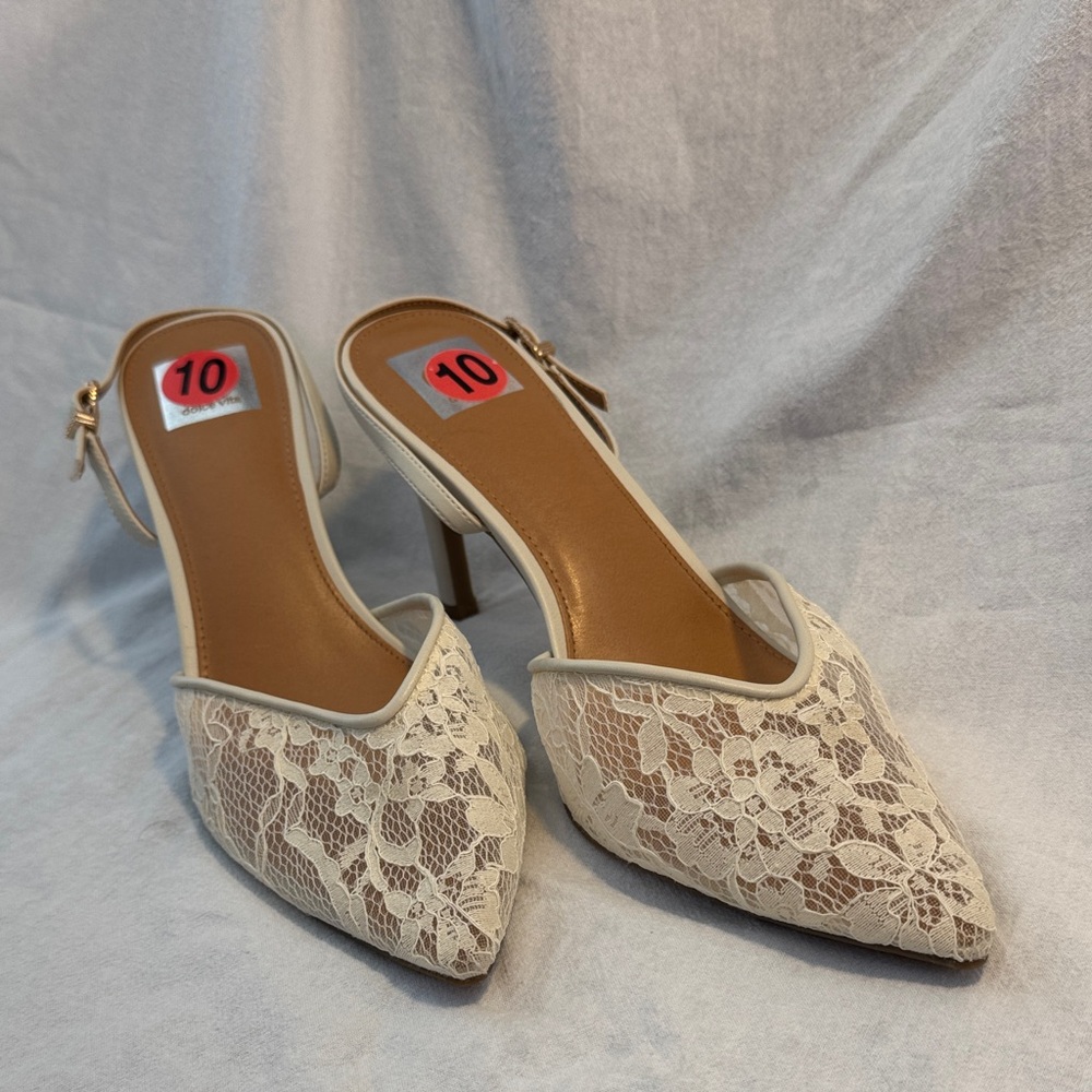 Dolce Vita Cream Lace Pointed-Toe Heels